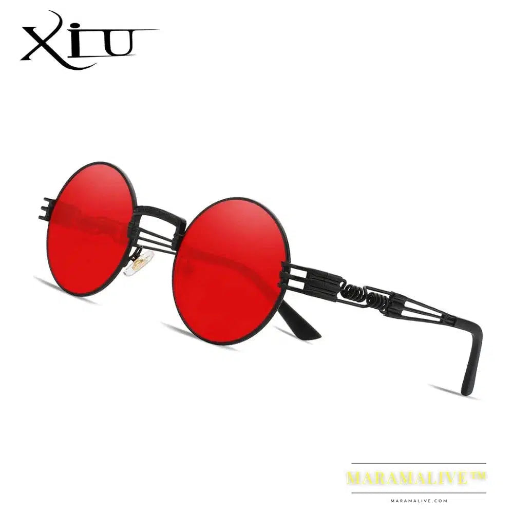 Luxury Metal Sunglasses Men Round Sunglass Steampunk Coating Glasses Vintage Retro Lentes Oculos of Male Sun glasses