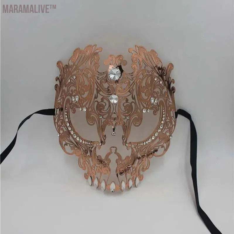 Luxury Silver Gold Metal Filigree Laser Cut Skull Venetian Masquerade Mask Wedding Event Christmas Ball Costume Party Masks