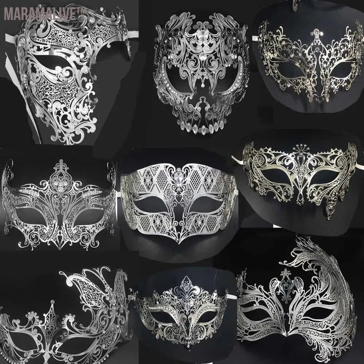 Luxury Silver Gold Metal Filigree Laser Cut Skull Venetian Masquerade Mask Wedding Event Christmas Ball Costume Party Masks