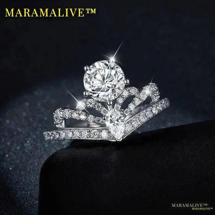 Luxury Unique Designer Moissanite Crown Ring for Women - moissanite ring Alternative Jewelry