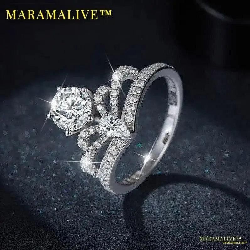 Luxury Unique Designer Moissanite Crown Ring for Women - moissanite ring Alternative Jewelry