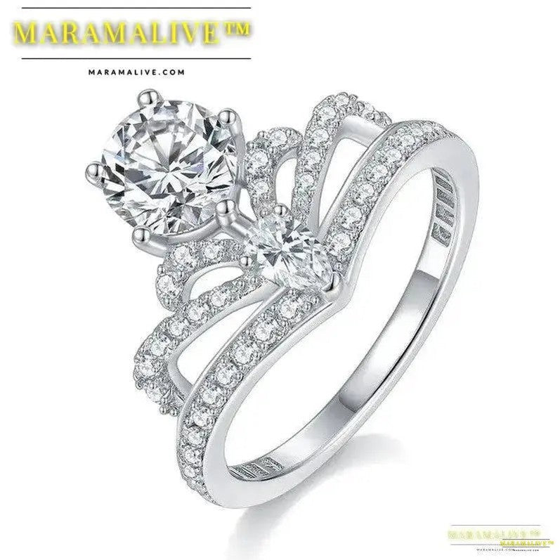 Luxury Unique Designer Moissanite Crown Ring for Women - moissanite ring Alternative Jewelry