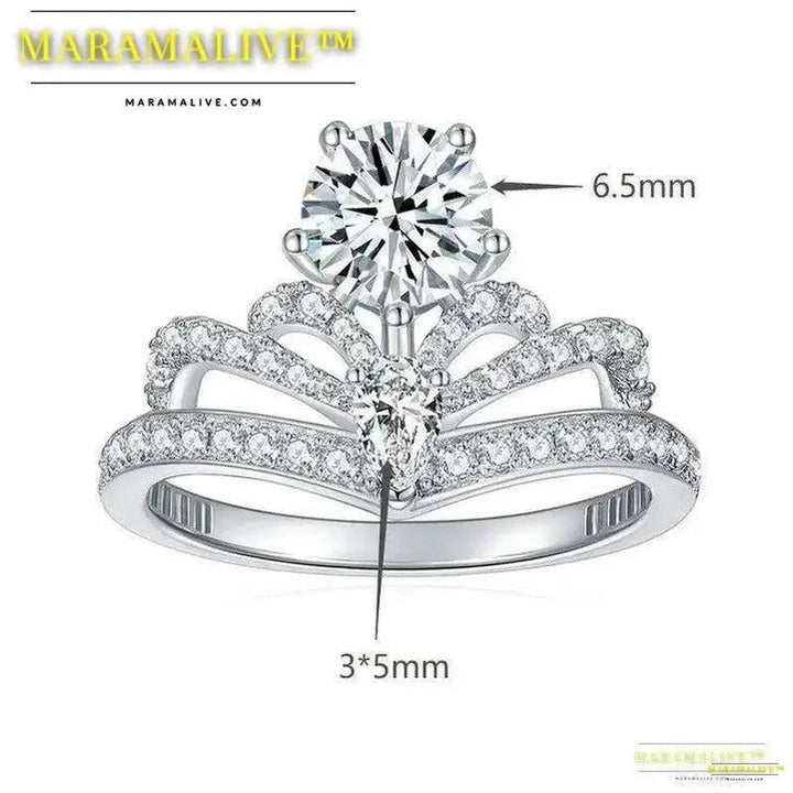 Luxury Unique Designer Moissanite Crown Ring for Women - moissanite ring Alternative Jewelry