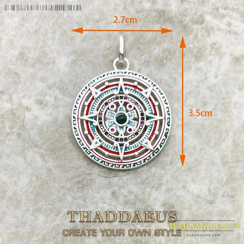 Magic Amulet Mythical Aztec Tiger Chakra Asian Ornaments Compass Africa Pendant Jewelry 925 Sterling Silver Gift For Woman Men