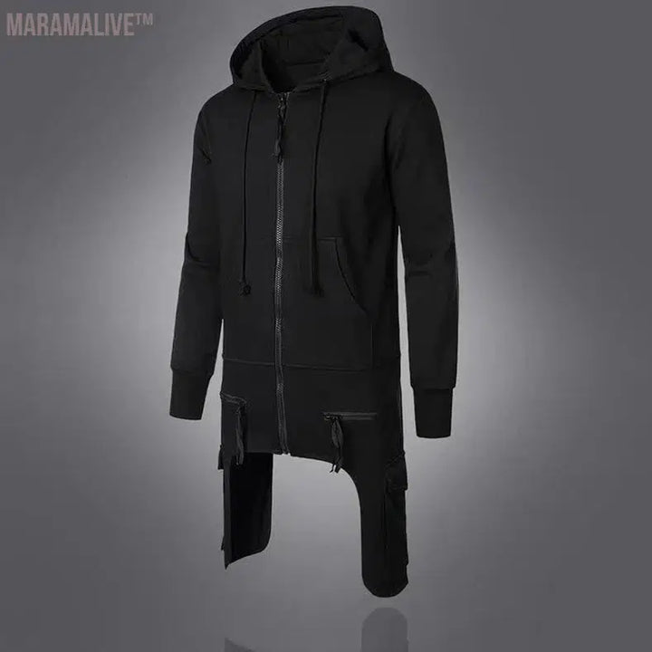 Man's Zipper Hooded Wizard Coat Trench Windbreaker Personality Autumn Jacket Long Techwear Medieval Designer Original Clothing