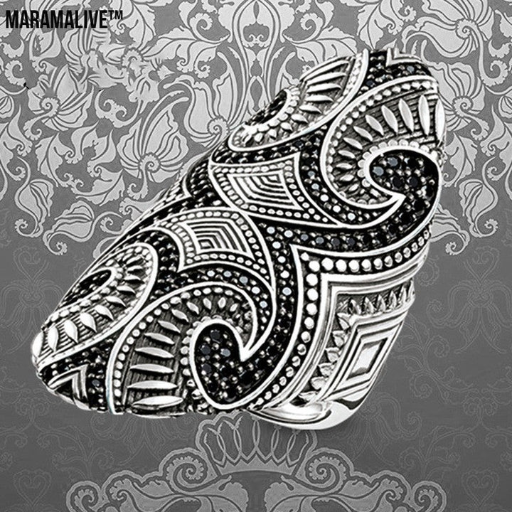 Maori Pattern Ethnic Style Ring Sterling Silver Index Finger