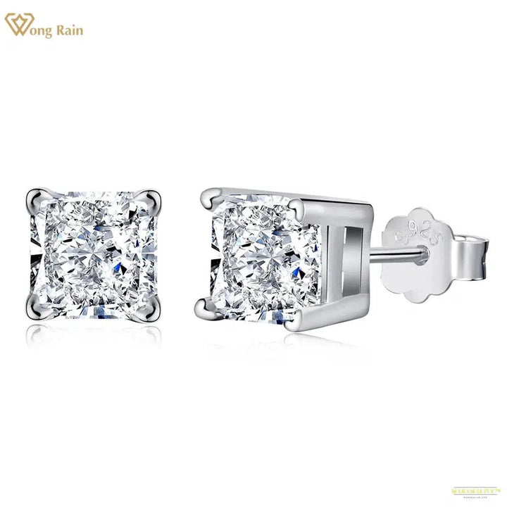 Maramalive™ 100% 925 Sterling Silver 6*6MM Crushed Ice Cut Lab High Carbon Diamond Gemstone Studs Earrings