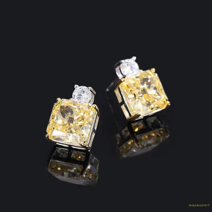 Maramalive™ 100% 925 Sterling Silver Crushed Ice Cut Lab Sapphire Emerald Citrine 18K Gold Plated Ear Stud Earrings Fine Jewelry