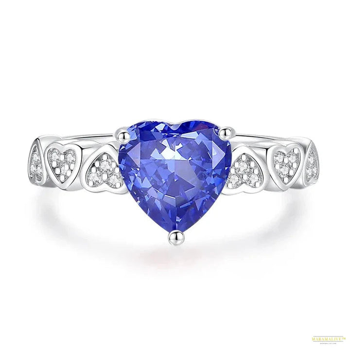 Maramalive™ 100% 925 Sterling Silver Crushed Ice Cut Tanzanite High Carbon Diamond Gemstone Wedding Rings Engagement Fine Jewelry