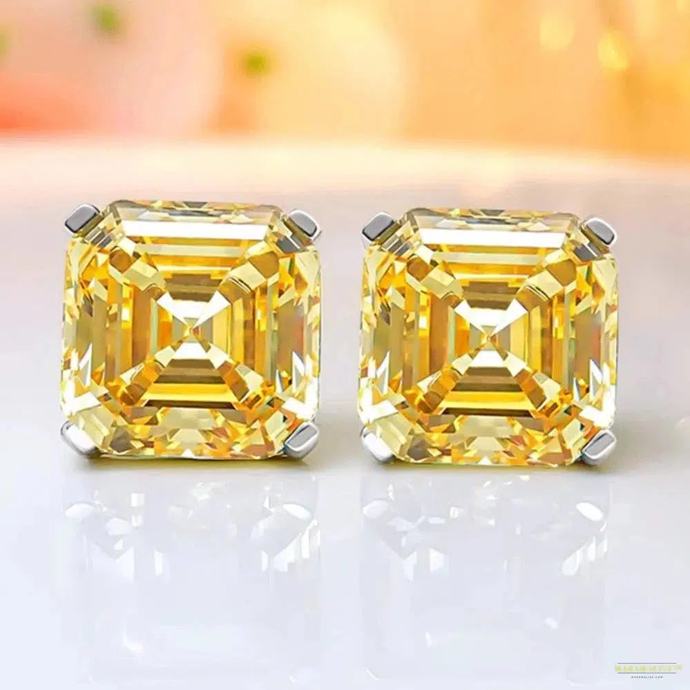 Maramalive™ 925 Sterling Silver Asscher Cut 10*10MM Aquamarine Citrine Gemstone Stud Earrings for Women Fine Jewelry Free Shipping