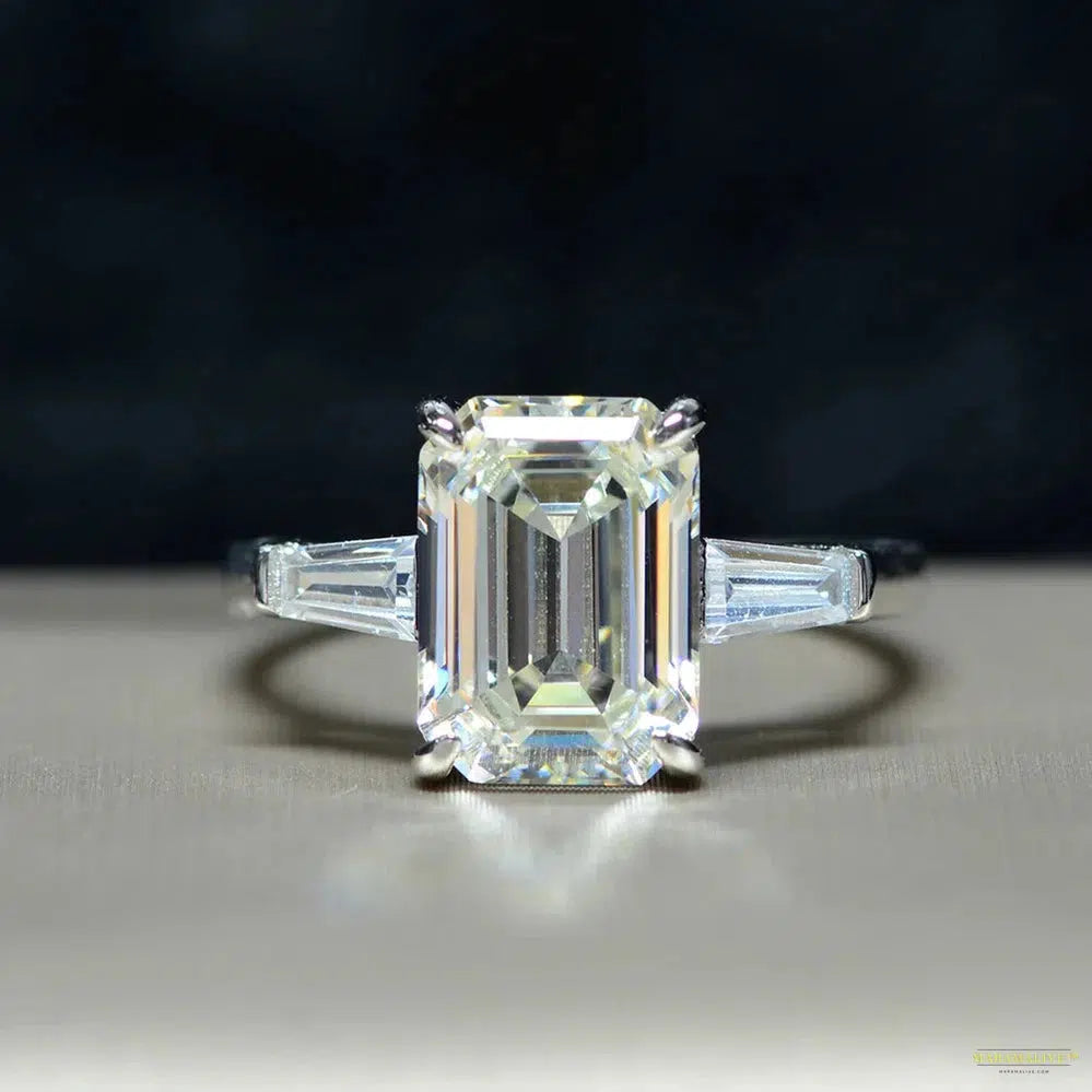 Maramalive™ 925 Sterling Silver Emerald Cut Created Moissanite Gemstone Wedding Engagement Diamonds Ring Fine Jewelry Wholesale