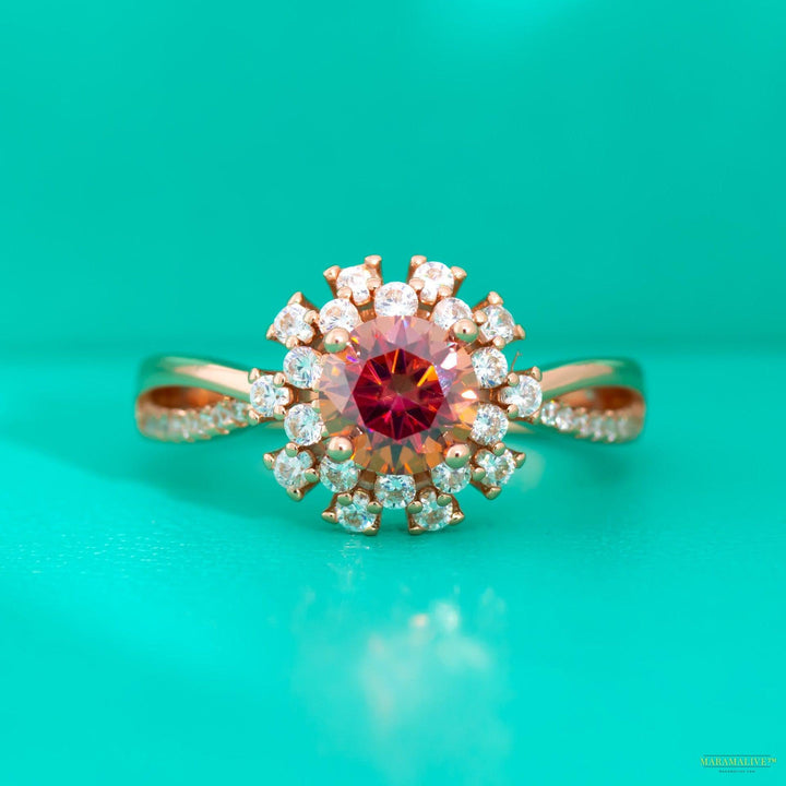 Maramalive™ Colorful Red Moissanite Flower Ring For Women