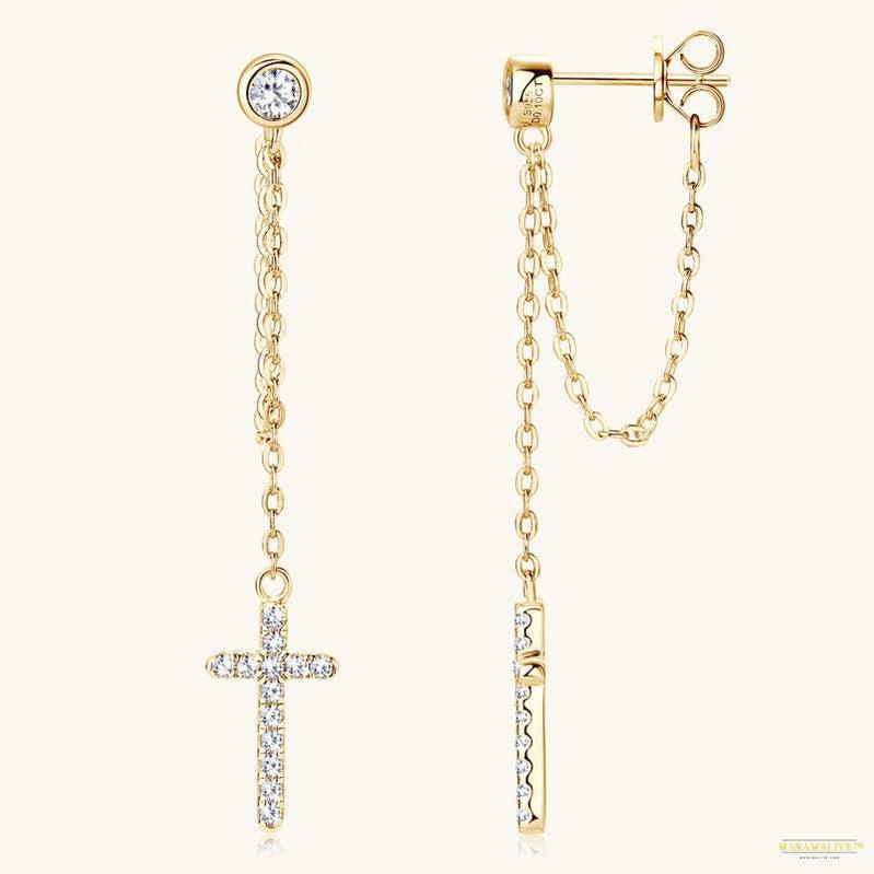 Maramalive™ Cross Moissanite Ear Stud Female Refined Long Earrings