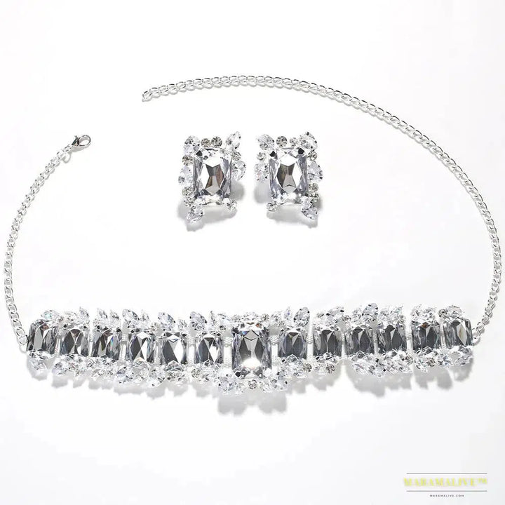 Maramalive™ Crystal Gothic Bridesmaid Wedding Jewellry Set - Punk Style Statement Necklace & Earrings