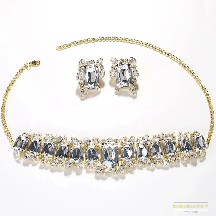 Maramalive™ Crystal Gothic Bridesmaid Wedding Jewellry Set - Punk Style Statement Necklace & Earrings