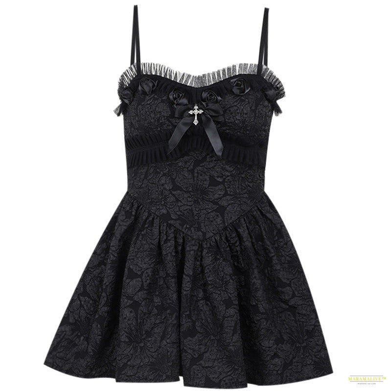 Maramalive™ Dark Goth Rose Lace Sling Dress