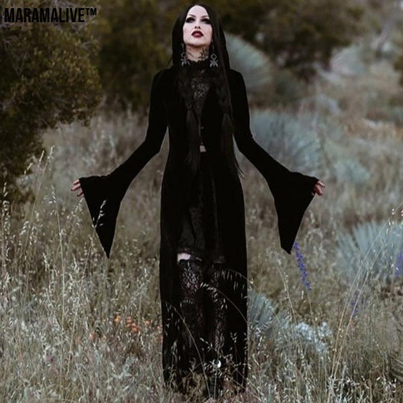 Maramalive™ Dark Punk Halloween Velvet Cloak - Gothic Underworld Black Cape