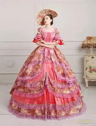 Maramalive™ Deluxe 18th Century Coronation Ball Gown - Victorian-Medieval Cosplay Dress with Hat for Halloween and Party