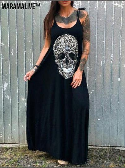 Maramalive™ Drop Dead Gorgeous - Strap Style Skull Mid-length Print Dress