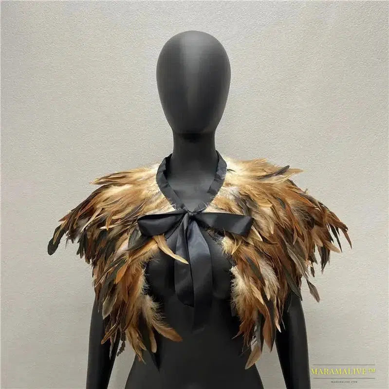 Maramalive™ Feather Shoulder Cape Feather Shawls For Women Cloak Party Coat Feather Punk Gothic Accessories Halloween Prom Clothes