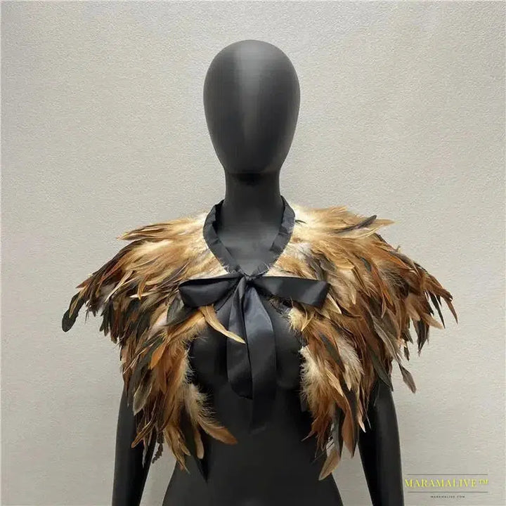 Maramalive™ Feather Shoulder Cape Feather Shawls For Women Cloak Party Coat Feather Punk Gothic Accessories Halloween Prom Clothes