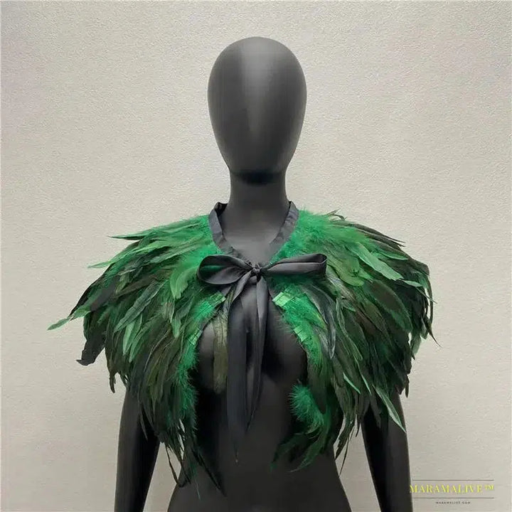 Maramalive™ Feather Shoulder Cape Feather Shawls For Women Cloak Party Coat Feather Punk Gothic Accessories Halloween Prom Clothes