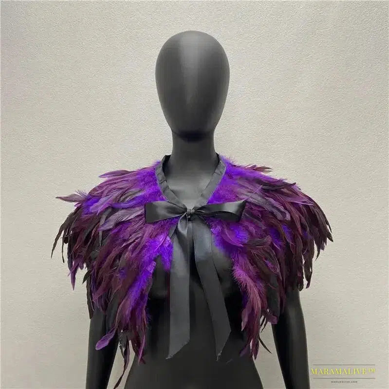 Maramalive™ Feather Shoulder Cape Feather Shawls For Women Cloak Party Coat Feather Punk Gothic Accessories Halloween Prom Clothes