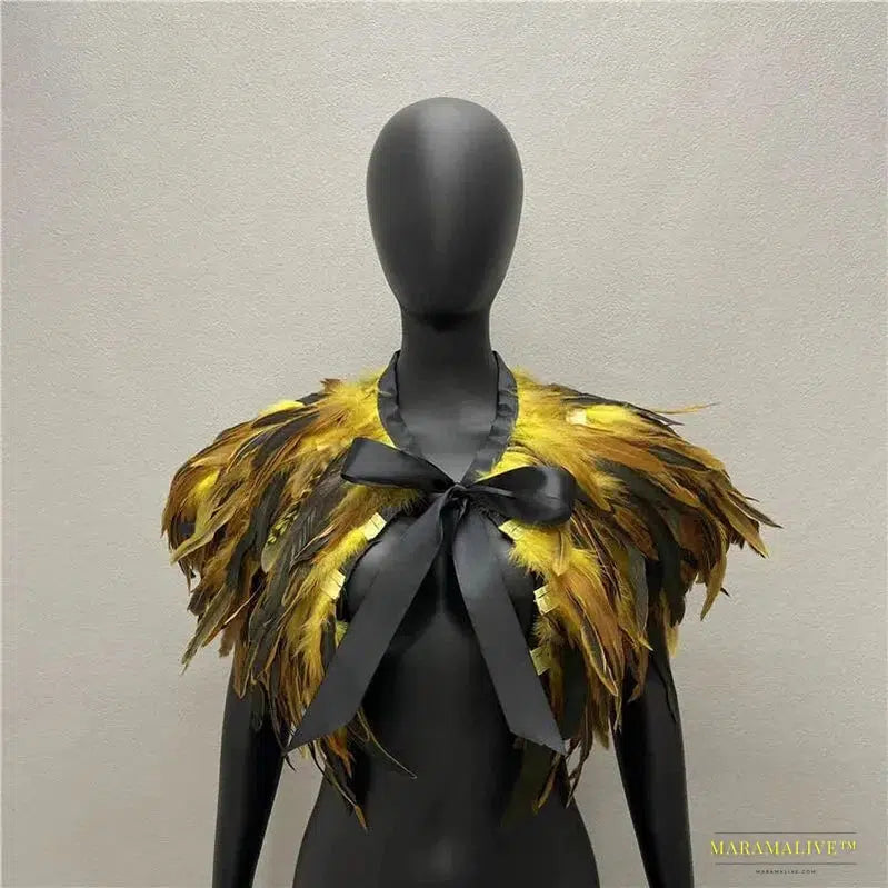 Maramalive™ Feather Shoulder Cape Feather Shawls For Women Cloak Party Coat Feather Punk Gothic Accessories Halloween Prom Clothes