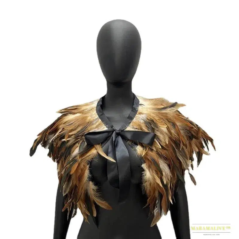 Maramalive™ Feather Shoulder Cape Feather Shawls For Women Cloak Party Coat Feather Punk Gothic Accessories Halloween Prom Clothes