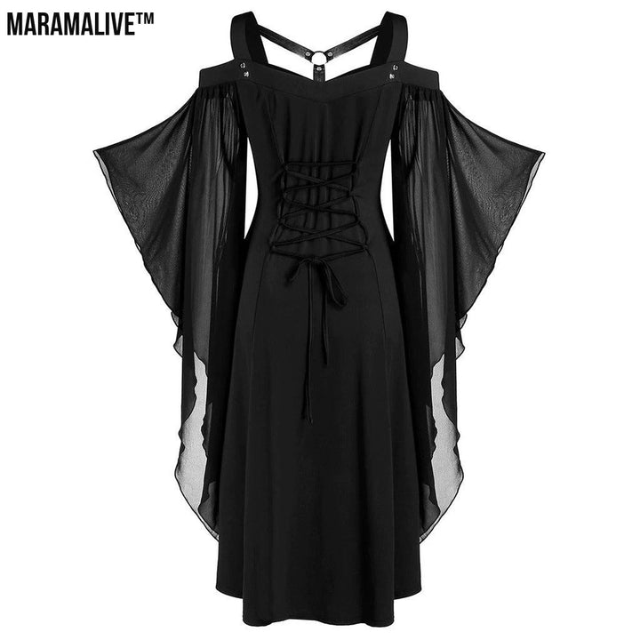 Maramalive™ Gothic Fashion Unique Dress With Punk Style Unusual Mesh Sleeves