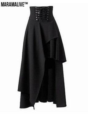 Maramalive™ Gothic Lace Fastening High Waist Irregular Length Skirt.