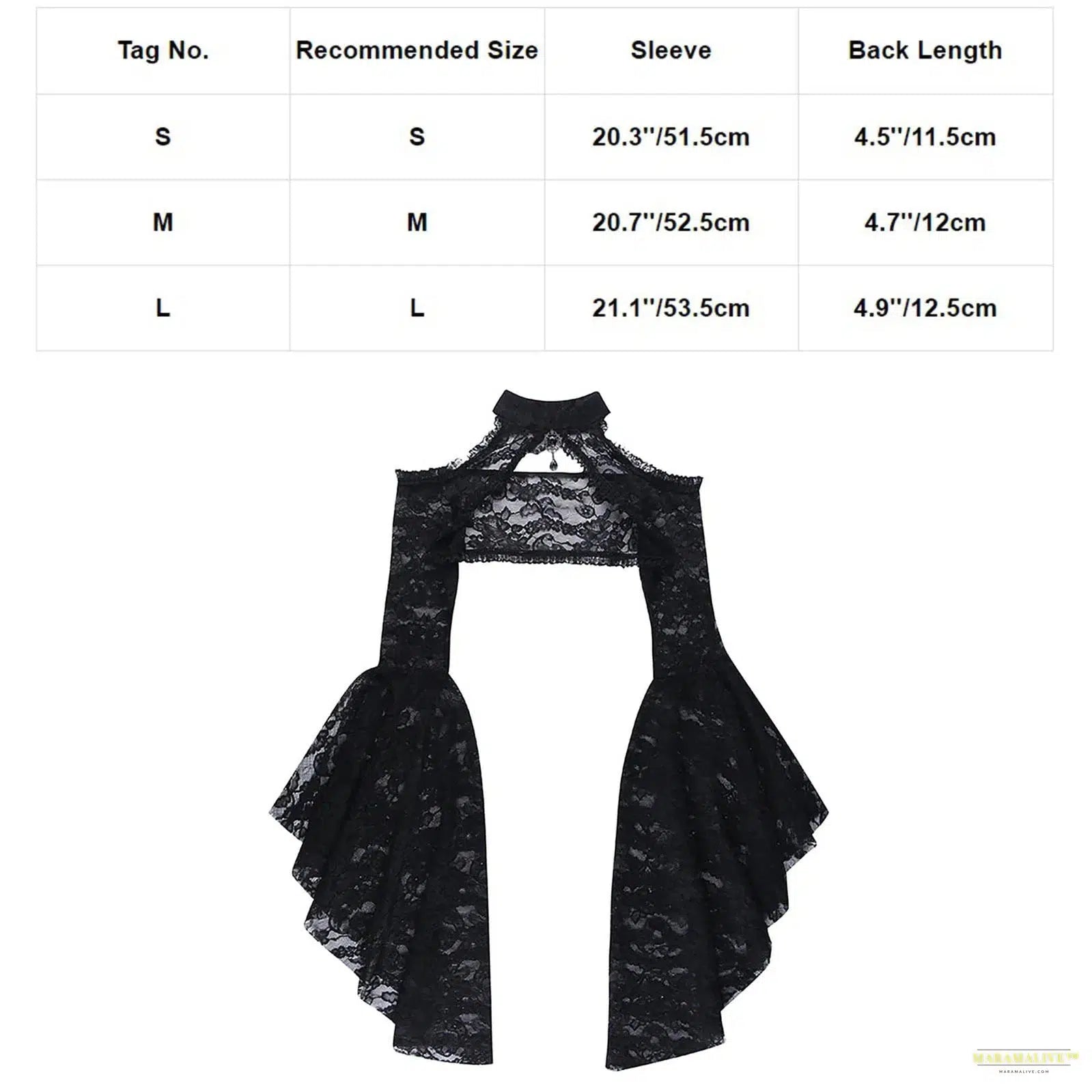 Maramalive™ Gothic See Through Shrug Tops Grunge Aesthetic Black Flare Sleeve Crop Top Women Streetwear Vintage Punk Sexy Clothing