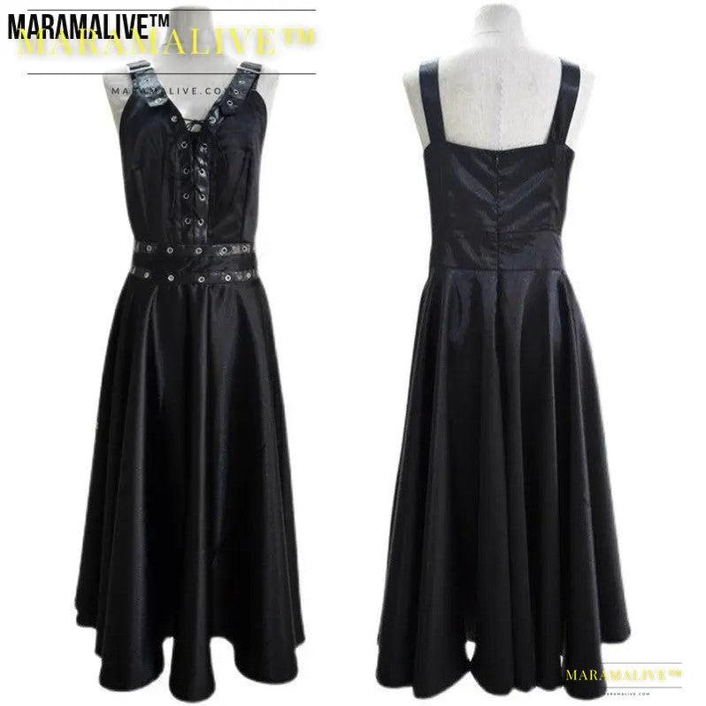 Maramalive™ Gothic Shoulder Suspender Dress - Punk Strap Dress