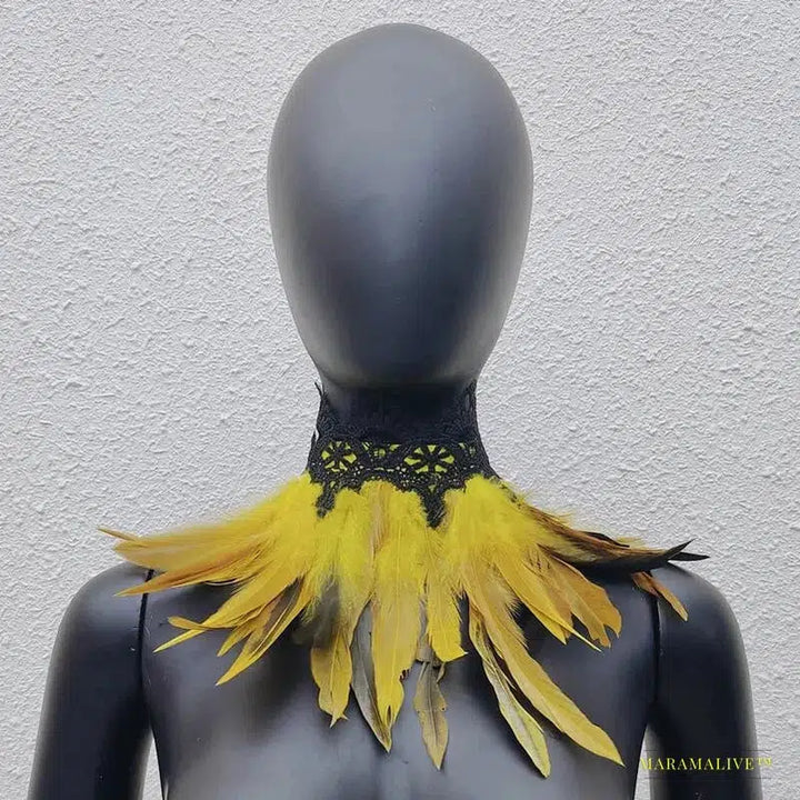 Maramalive™ Gothic Style White Feather Choker with Wrap Scarf: Perfect for Halloween Parties, Weddings, and Clubbing