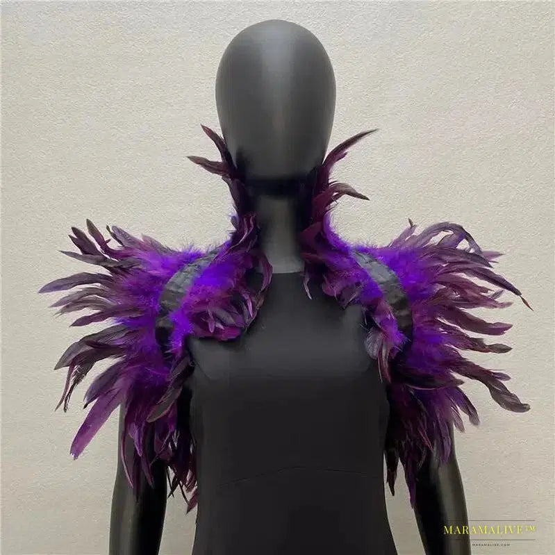 Maramalive™ Halloween Feather Crop Top - Handmade Unusual Cosplay Tank for Festival & Night Club Wear