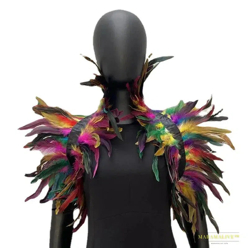 Maramalive™ Halloween Feather Crop Top - Handmade Unusual Cosplay Tank for Festival & Night Club Wear