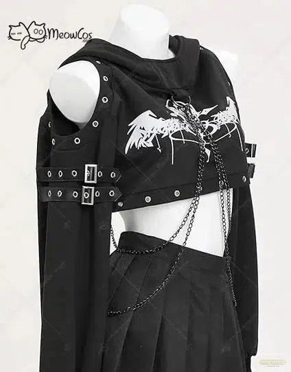 Maramalive™ Halloween Gothic Hoodies for Women Gothic Crop Top Punk Clothes Long Sleeve Chain Sweatshirt Hoodies Cosplay Costume