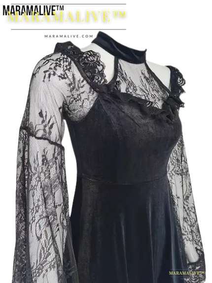 Maramalive™ Little Black Dress - Gothic Lace Panel Dress