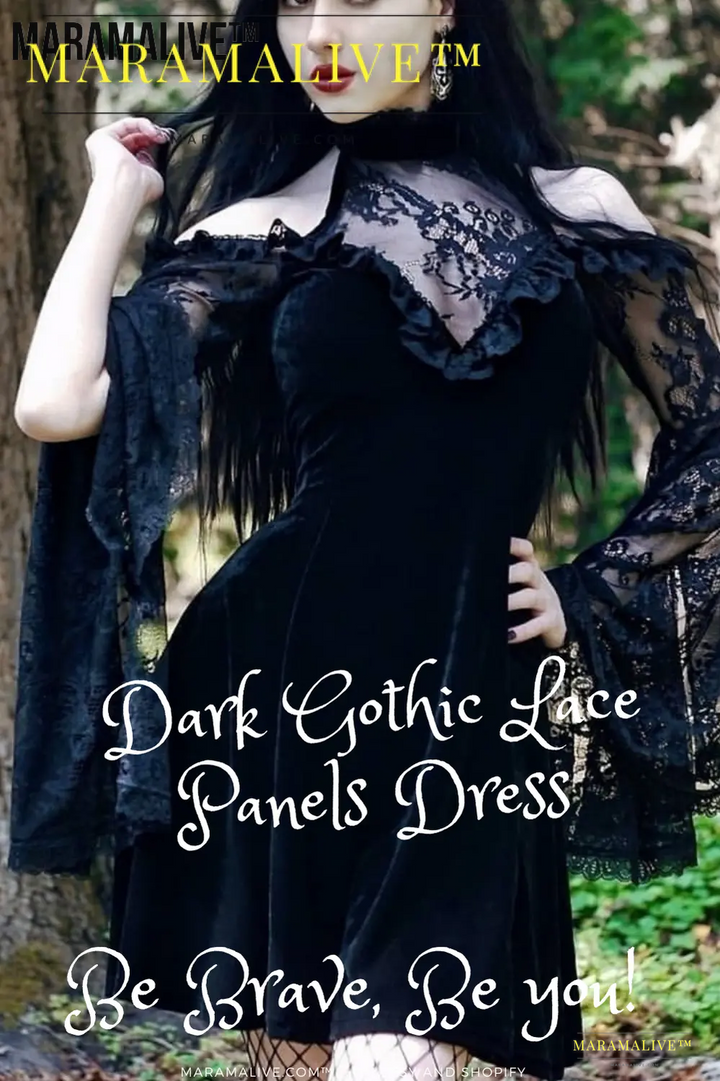 Maramalive™ Little Black Dress - Gothic Lace Panel Dress