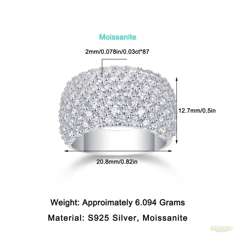 Maramalive™ Luxury 100% 925 Sterling Silver 3EX VVS1 D Color Sparkling Real Moissanite Diamond Cocktail Party Rings Fine Jewelry