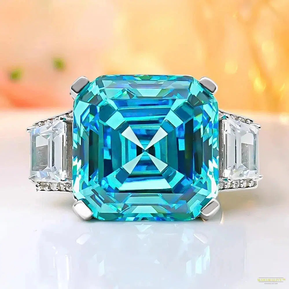 Maramalive™ Luxury 925 Sterling Silver Asscher Cut 16CT Citrine Aquamarine Gemstone Fine Jewelry Ring for Women Anniversary Gifts