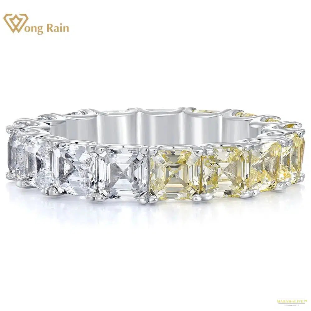 Maramalive™ Luxury 925 Sterling Silver Asscher Cut 4*4 MM Citrine White Sapphire Gemstone Wedding Band Fine Jewelry Ring Wholesale