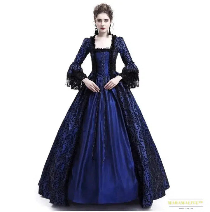 Maramalive™ Majestic Medieval Renaissance Queen Gown - Victorian Era Royalty Cosplay Maxi Dress with Petticoat