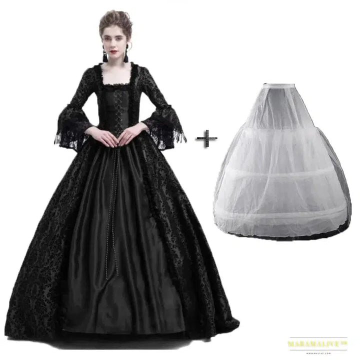 Maramalive™ Majestic Medieval Renaissance Queen Gown - Victorian Era Royalty Cosplay Maxi Dress with Petticoat