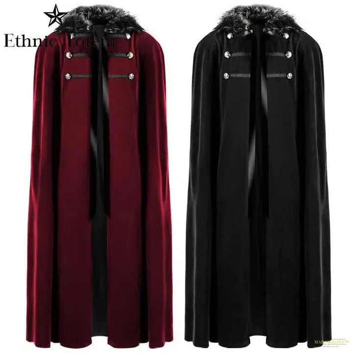 Maramalive™ Medieval Fur Collar Cloak LARP Coat Winter Viking Renaissan Cosplay Cape Men Women Halloween Vintage Gothic High Quality Cape