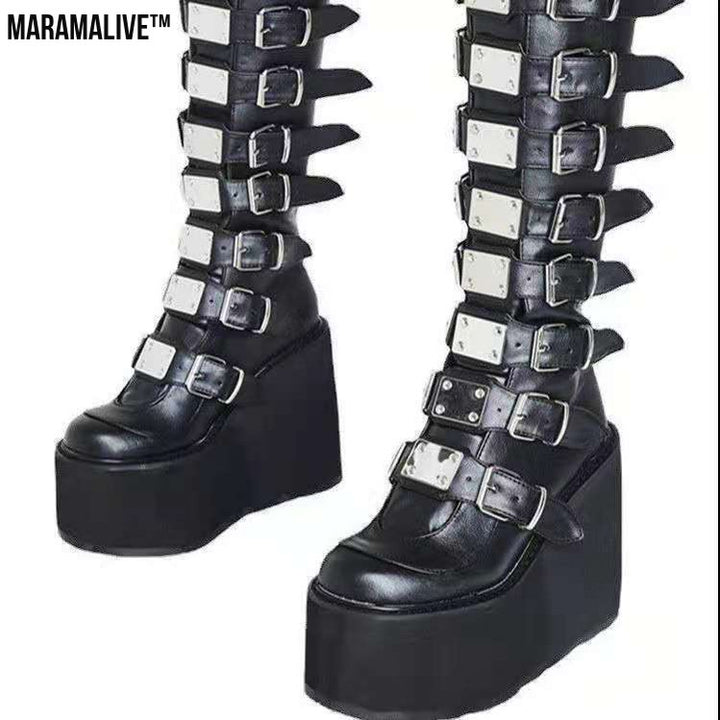 Maramalive™ Metal Buckle With Platform High Heel Plus Size Women's Boots