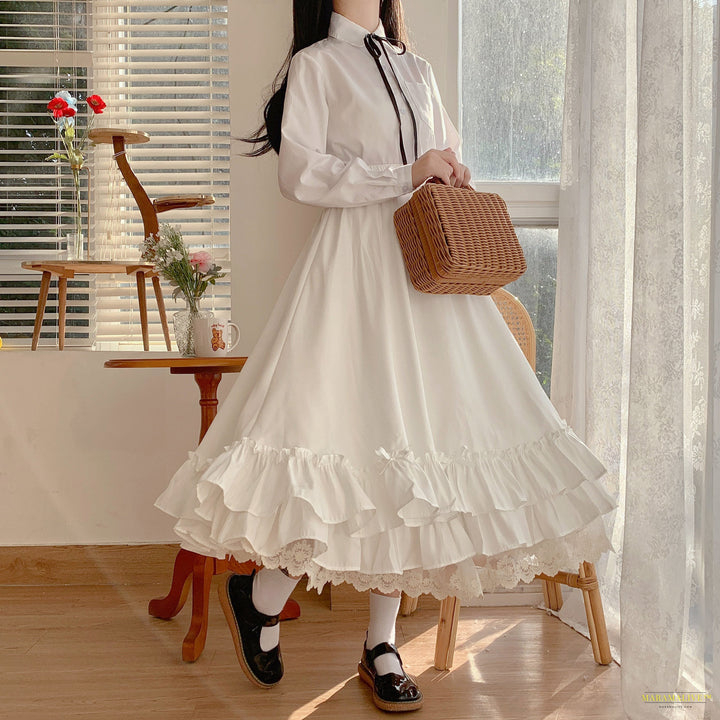 Maramalive™ Mid-length Petticoat Ruffled Skirt White