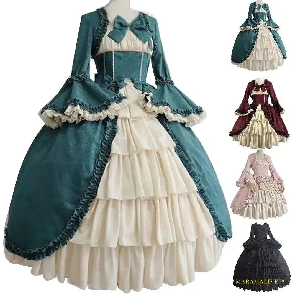 Maramalive™ Retro Medieval Victorian Gothiced Royal Lady Ball Dress - Queenly Royalty Cosplay Costume for Halloween and Carnival