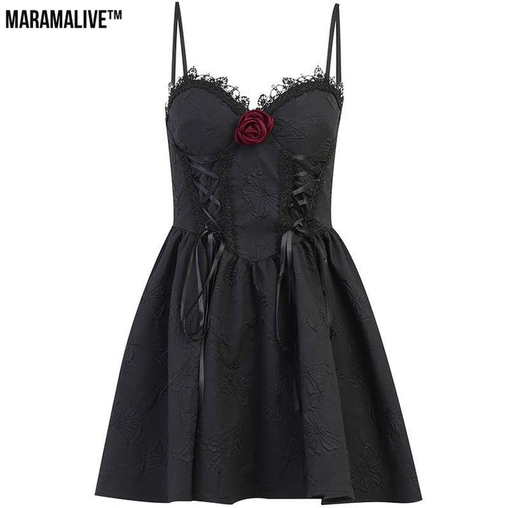 Maramalive™ Rose Dark Jacquard Ladies Slip Dress