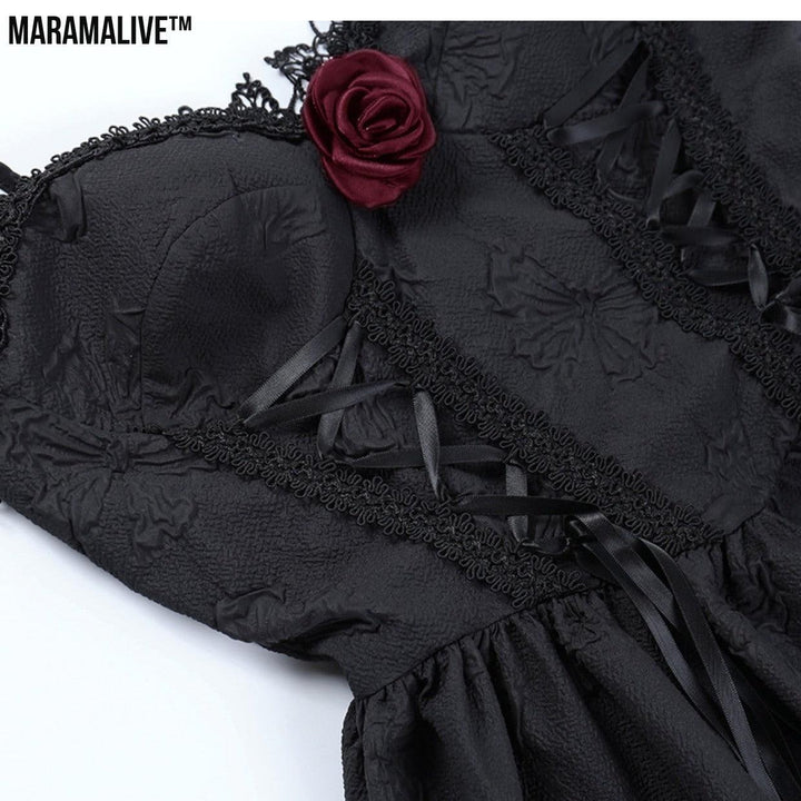 Maramalive™ Rose Dark Jacquard Ladies Slip Dress